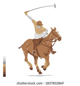 Polo Sport Player on horseback Vector illustration of Polo Players