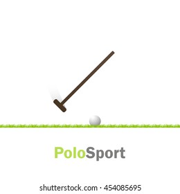 Polo sport.  Putter and ball on grass with shadow