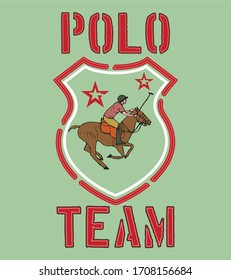 polo sports print embroidery graphic design vector art