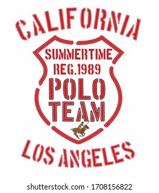 polo sports print embroidery graphic design vector art