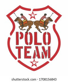 polo sports print embroidery graphic design vector art