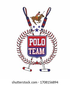 polo sports print embroidery graphic design vector art