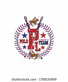polo sports print embroidery graphic design vector art