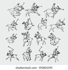 Polo sports team silhouette graphic design vector art