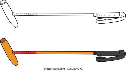 Polo stick vector drawings, cartoon vector, line art and color