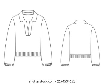 Polo sweater vector illustration. Front and back view. 