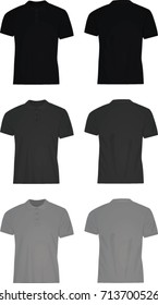 Polo t shirt. black, dark grey and bright grey. vector illustration