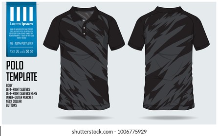 Polo t shirt sport design template for soccer jersey, football kit or sport club. Sport uniform in front view and back view. T-shirt mock up for sport club. Vector Illustration.