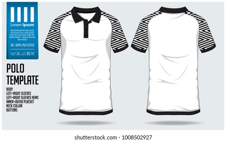 Polo t shirt sport design template for soccer jersey, football kit or sport club. Sport uniform in front view and back view. T-shirt mock up for sport club. Vector Illustration.