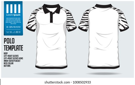 Polo t shirt sport design template for soccer jersey, football kit or sport club. Sport uniform in front view and back view. T-shirt mock up for sport club. Vector Illustration.