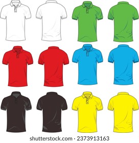 Polo T-shirt with armband Short Sleeve Flat Technical Drawing Illustration Blank Mock-up Template for Technology Design and Package