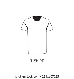 Polo T-shirt Line Icon Vector illustartion. Outline drawing tshirt vector icon isolated on white background. Simple line polo henley shirt. simple casual t-shirt symbol line icon  half sleeve shirt