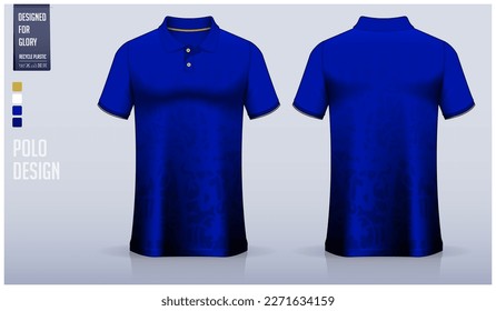 Polo t-shirt mockup template design for soccer jersey, football kit or sportswear. Sport uniform in front view and back view. T-shirt mockup for sport club. Fabric pattern. Vector Illustration.