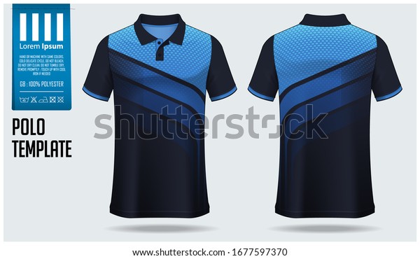 Polo t-shirt mockup template design for\
soccer jersey, football kit or sportswear. Sport uniform in front\
view and back view. T-shirt mock up for sport club. Fabric pattern.\
Vector Illustration.