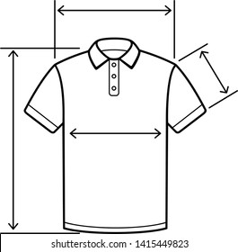 Tamaño de Pantalones T polo. Icono de contorno vectorial aislado en fondo blanco.