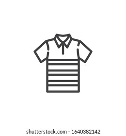 Polo t-shirt with stripes line icon. linear style sign for mobile concept and web design. Short sleeve Polo shirt, clothes outline vector icon. Symbol, logo illustration. Vector graphics