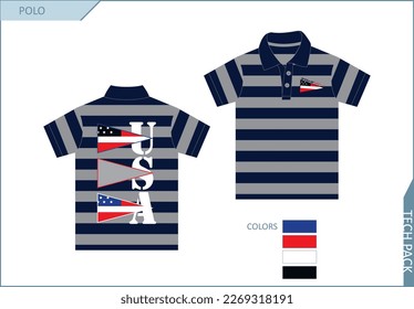 Polo T-Shirt USA Flag For Kids