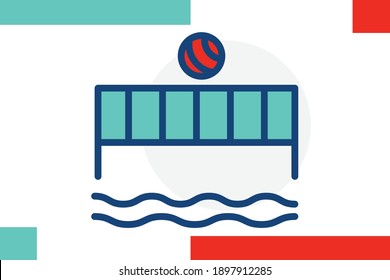 Polo water icon line filled color concept related sport and game elements.
     