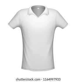 Polo white color mockup isolated from background with place for text or picture, vector illustration