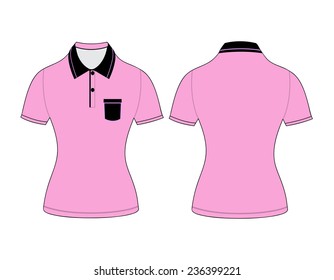 polo woman shirt design templates (front and back views). Vector illustration