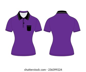 polo woman shirt design templates (front and back views). Vector illustration
