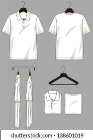 Polo-neck and t-shirt in different types for clothing store