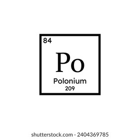 Polonium chemical symbol icon. Periodic table. Vector illustration.