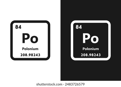 Polonium, Po, chemical periodic element icon. The chemical element of the periodic table. Sign with atomic number. Polonium element