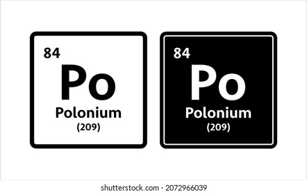 Polonium symbol. Chemical element of the periodic table. Vector stock illustration