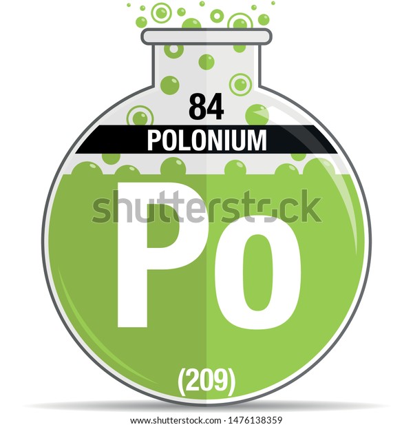 Polonium\
symbol on chemical round flask. Element number 84 of the Periodic\
Table of the Elements - Chemistry. Vector\
image