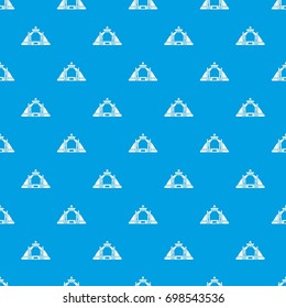 Polonnaruwa, ancient stupa pattern repeat seamless in blue color for any design. Vector geometric illustration