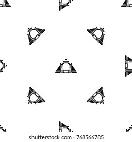 Polonnaruwa, ancient stupa pattern repeat seamless in black color for any design. Vector geometric illustration