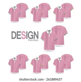Polo-shirts. Design template(front and back views), Vector illustration.