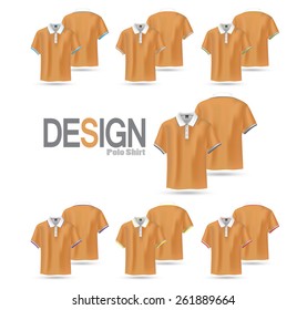 Polo-shirts. Design template(front and back views), Vector illustration.