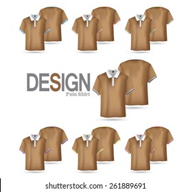 Polo-shirts. Design template(front and back views), Vector illustration.