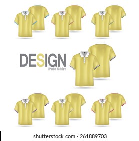 Polo-shirts. Design template(front and back views), Vector illustration.