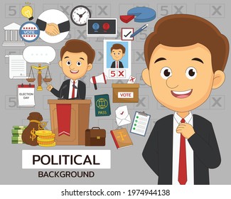 Polotical concept background. Flat icons.