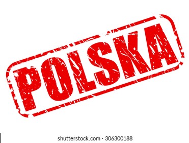 POLSKA red stamp text on white (Poland)