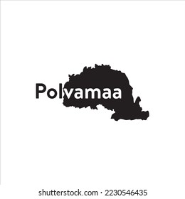 Polvamaa map and black lettering design on white background
