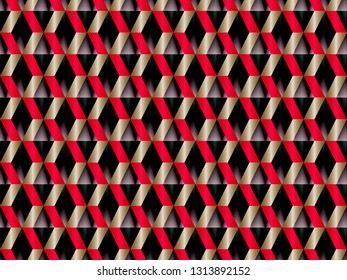 Poly art grid geometric seamless vector background. Hypnotic polygons triangles and rhombus geometric design. Chic seamless pattern with gold poly gradient elements. Fabric pattern design.