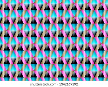 Poly art grid geometric seamless vector background. Hypnotic polygons triangles and rhombus geometric design. Rich seamless pattern with gold poly gradient elements. Modern pattern design.