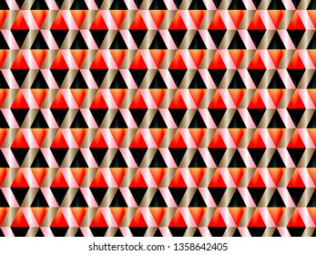 Poly art grid geometric seamless vector background. Hypnotic polygons triangles and rhombus geometric design. Rich seamless pattern with gold poly gradient elements. Trendy pattern design.