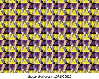 Poly art grid geometric seamless vector background. Hypnotic polygon triangles geometric bauhaus design. Luxurious seamless pattern with gold poly gradient elements. Interior pattern design.
