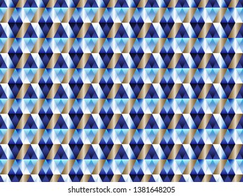 Poly art grid geometric seamless vector background. Hypnotic polygons triangles and rhombus geometric design. Kaleidoscope style polygonal seamless background. Trendy pattern design.