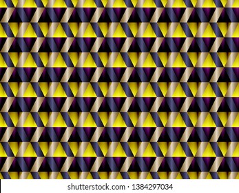 Poly art grid geometric seamless vector background. Hypnotic polygons triangles and rhombus geometric design. Chic seamless pattern with gold poly gradient elements. Interior pattern design.
