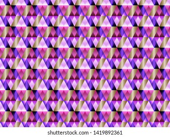 Poly art grid geometric seamless vector background. Hypnotic polygon triangles geometric bauhaus design. Luxurious seamless pattern with gold poly gradient elements. Trendy pattern design.