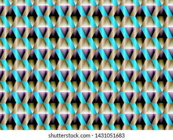 Poly art grid geometric seamless vector background. Hypnotic polygons triangles and rhombus geometric design. Rich seamless pattern with gold poly elements. Interior pattern design.