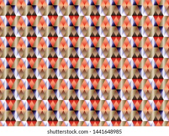 Poly art grid geometric seamless vector background. Hypnotic polygon triangles geometric bauhaus design. Luxurious seamless pattern with gold poly gradient elements. Sharp-edged pattern design.