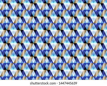 Poly art grid geometric seamless vector background. Hypnotic polygons triangles and rhombus geometric design. Rich seamless pattern with gold poly elements. Moody pattern design.