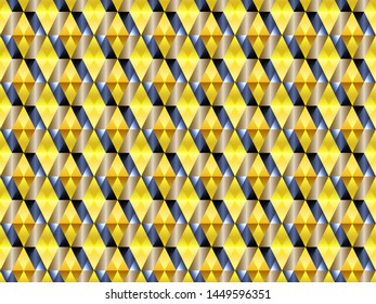 Poly art grid geometric seamless vector background. Hypnotic polygons triangles and rhombus geometric design. Rich seamless pattern with gold poly gradient elements. Cool pattern design.